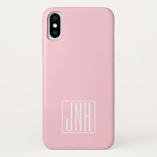Initialen Monogram | wit op lichtroze Case-Mate iPhone Case (Achterkant)