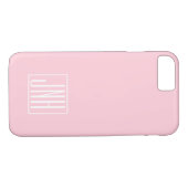 Initialen Monogram | wit op lichtroze Case-Mate iPhone Case (Achterkant (Horizontaal))