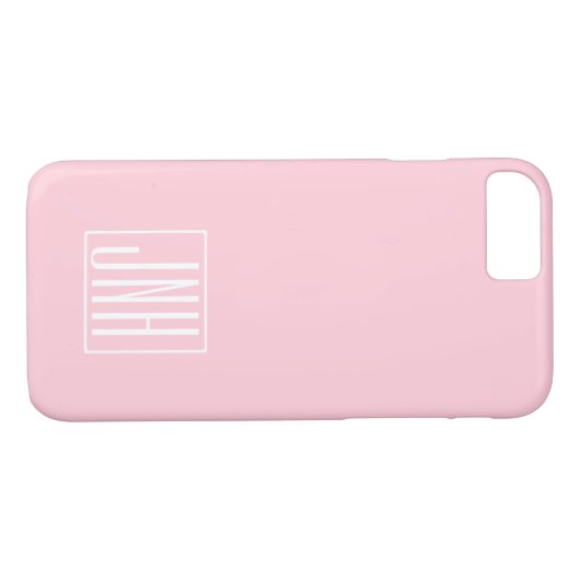 Initialen Monogram | wit op lichtroze Case-Mate iPhone Case (Achterkant (Horizontaal))