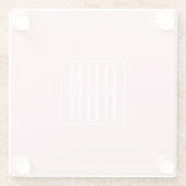 Initialen Monogram | wit op lichtroze Glazen Onderzetter (Achterkant)