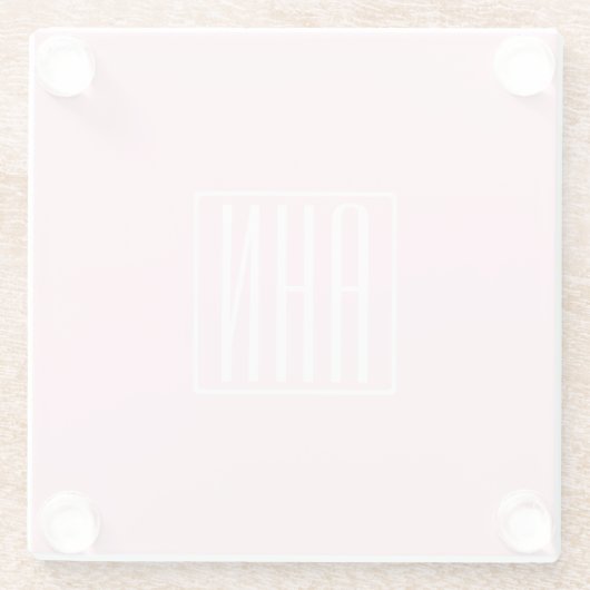 Initialen Monogram | wit op lichtroze Glazen Onderzetter (Achterkant)