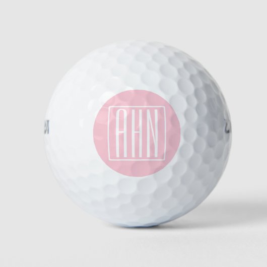 Initialen Monogram | wit op lichtroze Golfballen (Voorkant)