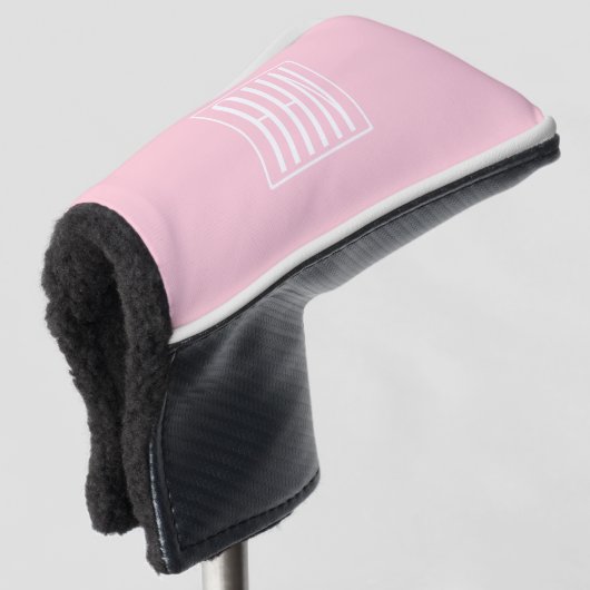Initialen Monogram | wit op lichtroze Golfheadcover (3/4 voorkant)