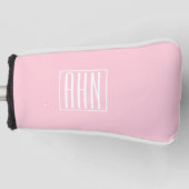 Initialen Monogram | wit op lichtroze Golfheadcover (Voorkant)