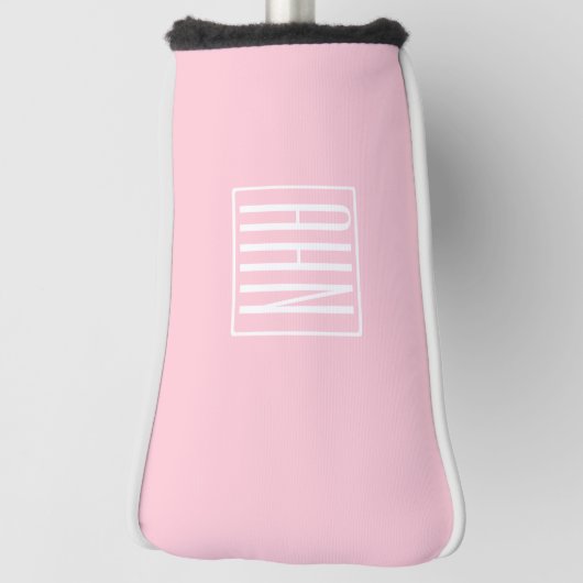Initialen Monogram | wit op lichtroze Golfheadcover (Draai 90)