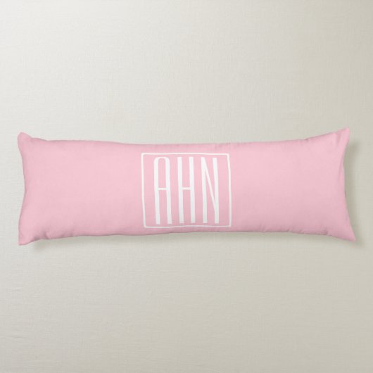 Initialen Monogram | wit op lichtroze Lichaamskussen (Achterkant)