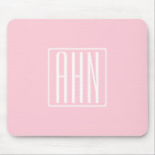 Initialen Monogram | wit op lichtroze Muismat (Voorkant)