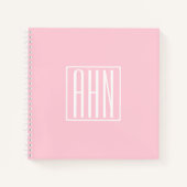 Initialen Monogram | wit op lichtroze Notitieboek (Voorkant)