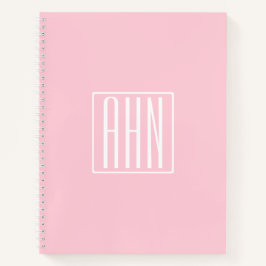 Initialen Monogram | wit op lichtroze Notitieboek