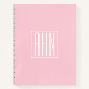 Initialen Monogram   wit op lichtroze Notitieboek