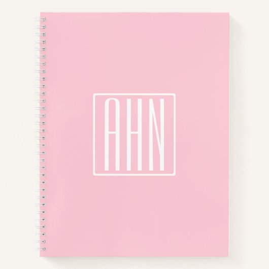 Initialen Monogram | wit op lichtroze Notitieboek (Voorkant)