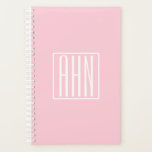 Initialen Monogram | wit op lichtroze Planner<br><div class="desc">Zacht lichtroze met je aangepaste monogram.. vrolijk en modern.</div>