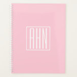 Initialen Monogram | wit op lichtroze Planner<br><div class="desc">Zacht lichtroze met je aangepaste monogram.. vrolijk en modern.</div>