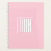 Initialen Monogram | wit op lichtroze Planner (Voorkant)