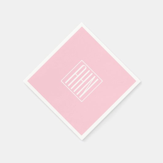 Initialen Monogram | wit op lichtroze Servet (Hoek)