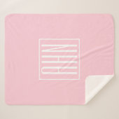 Initialen Monogram | wit op lichtroze Sherpa Deken (Voorkant (horizontaal))