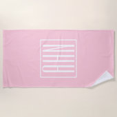 Initialen Monogram | wit op lichtroze Strandlaken (Voorkant)