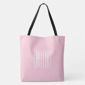 Initialen Monogram | wit op lichtroze Tote Bag (Achterkant)