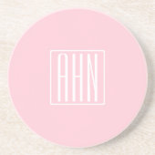 Initialen Monogram | wit op lichtroze Zandsteen Onderzetter (Voorkant)