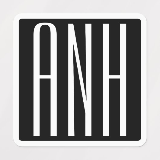 Initialen Monogram | Zwart wit Labels (Design 2)