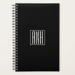Initialen Monogram | Zwart wit Planner<br><div class="desc">Klein,  minimaal en modern.</div>