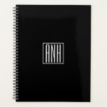 Initialen Monogram | Zwart wit Planner<br><div class="desc">Klein,  minimaal en modern.</div>