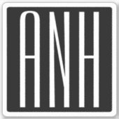 Initialen Monogram | Zwart wit Sticker (Voorkant)