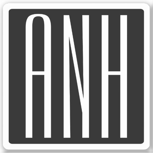 Initialen Monogram | Zwart wit Sticker (Voorkant)