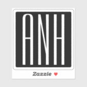 Initialen Monogram | Zwart wit Sticker (Vel)