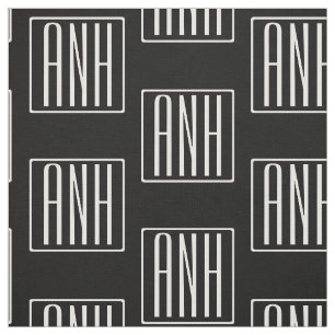 Initialen Monogram   Zwart wit Stof