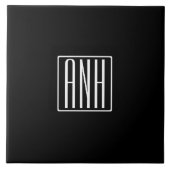 Initialen Monogram | Zwart wit Tegeltje (Voorkant)