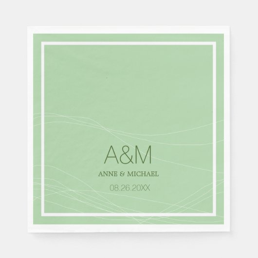 initialen, naam en datum van de bleke bruiloft servet (Voorkant)