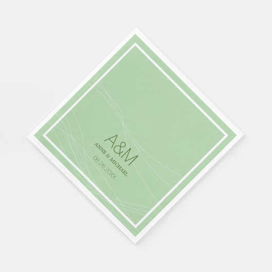 initialen, naam en datum van de bleke bruiloft servet (Hoek)