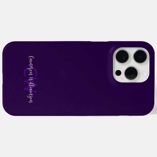 Initialen naam Minimalist Solid Deep Violet Case-Mate iPhone Case (Achterkant (horizontaal))