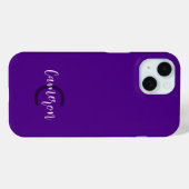 Initialen naam Minimalist Solid Deep Violet Case-Mate iPhone Case (Achterkant (horizontaal))