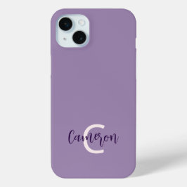 Initialen naam Sophisticated Solid Violet iPhone 15 Mini Hoesje