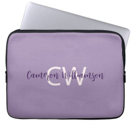 Initialen naam Sophisticated Solid Violet Laptop Sleeve
