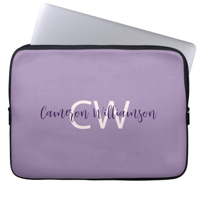 Initialen naam Sophisticated Solid Violet Laptop Sleeve (Voorkant)