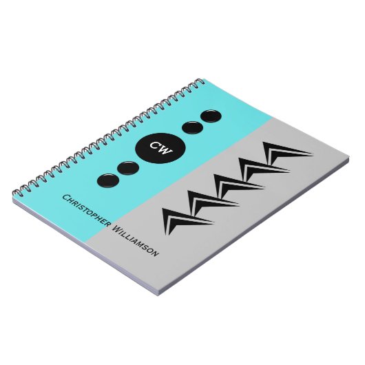 Initialen naam turquoise en grijs toevoegen notitieboek (Linkerzijde)