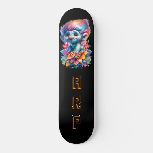 *~* Initialen Neon Haar Rainbow AP89 Troll Persoonlijk Skateboard (Voorkant)