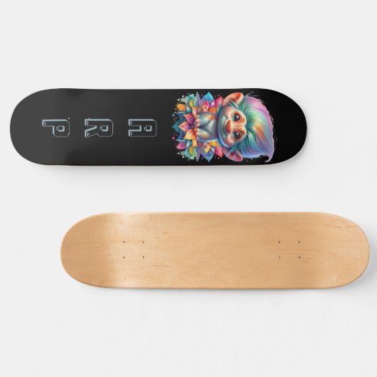 *~* Initialen Neon Haar Regenboog Troll AP89 Persoonlijk Skateboard (Horizontaal)