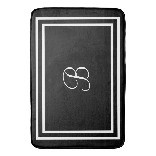 Initialen of naam zwarte badmat (Voorkant Verticaal)