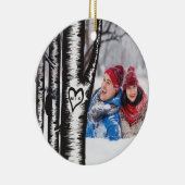 Initialen op boomparen keramisch ornament (Rechts)