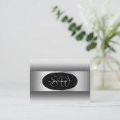 Initialen Oval Silver Lijst, zwart en wit Visitekaartje (Staand voorkant)