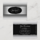 Initialen Oval Silver Lijst, zwart en wit Visitekaartje (Voorkant / Achterkant)