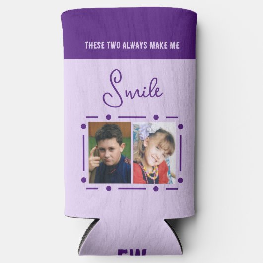 Initialen paars seltzer blikjeskoeler (Voorkant)