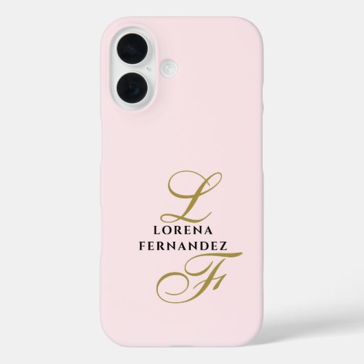Initialen Pastel Roze Minimalistische Gouden Calli Case-Mate iPhone Case (Achterkant)