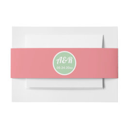 Initialen perzik en munt groene bruiloft uitnodigingen wikkel