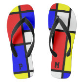Initialen Piet Mondriaan Stijl Modern Kunstpatroon Teenslippers (Voetbed)