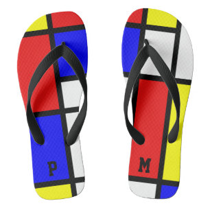 Initialen Piet Mondrian Style Modern Art Pattern Teenslippers